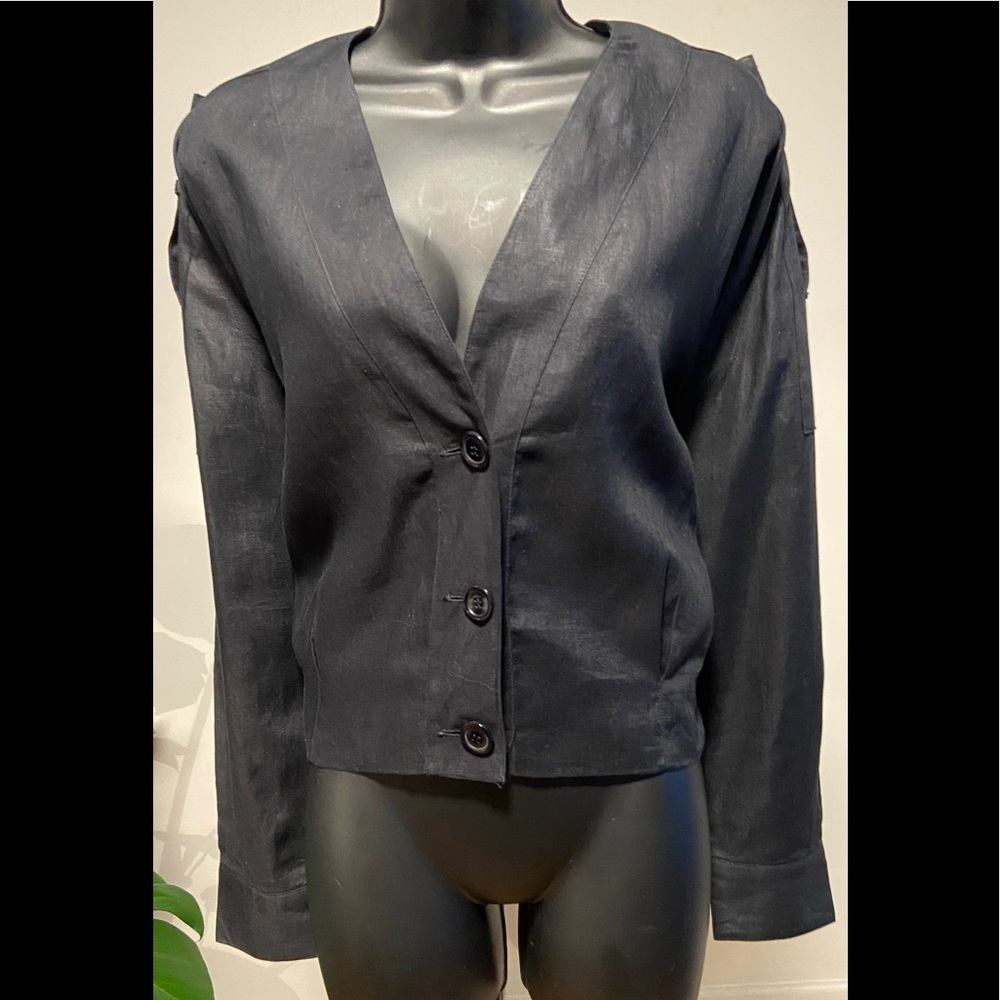 80s Linen Utilitarian Blouse